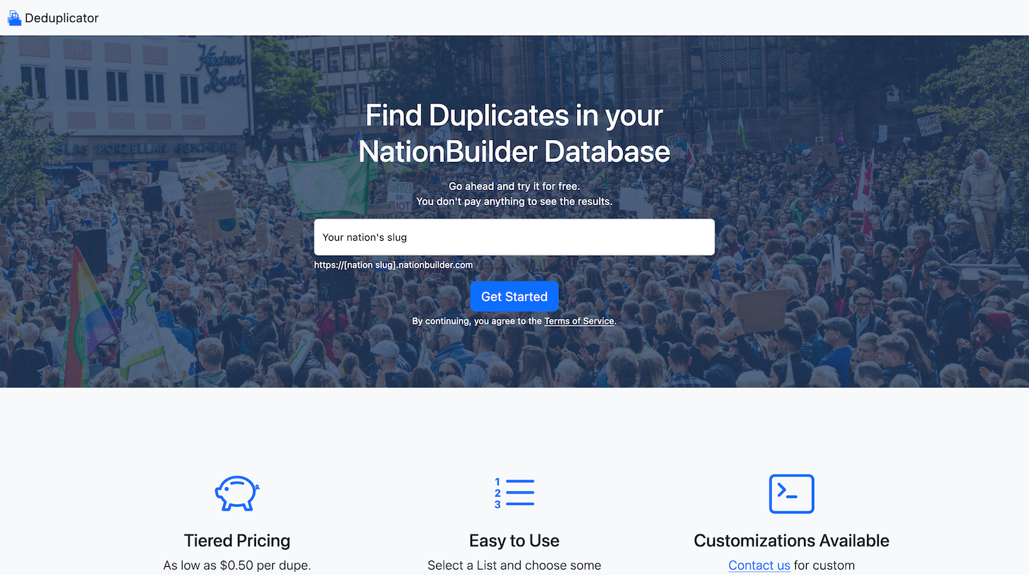 Screenshot of Deduplicator Website